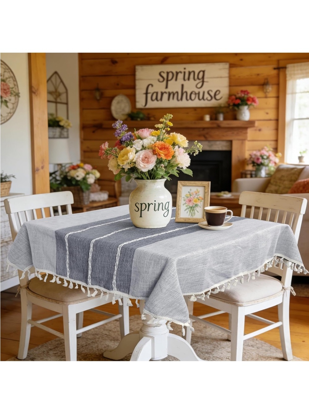 NEW Gray 36” Square Tablecloth, Rustic Farmhouse Grey